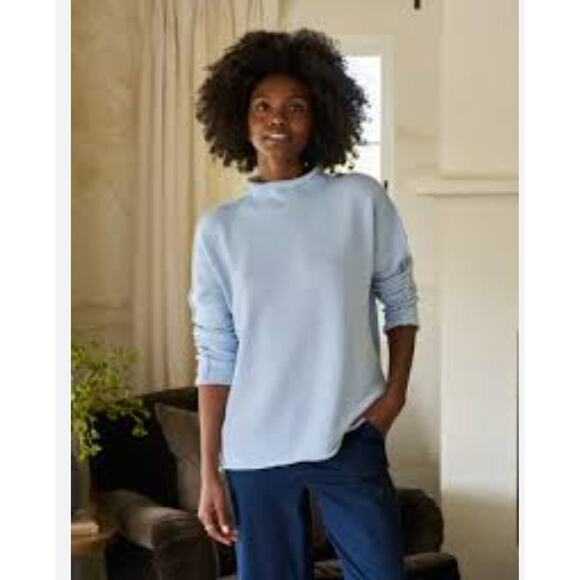 Frank & Eileen Sweaters - FRANK & EILEEN Sz L Large Ice Blue Pullover Sweater Monterey Rolled Funnel Neck